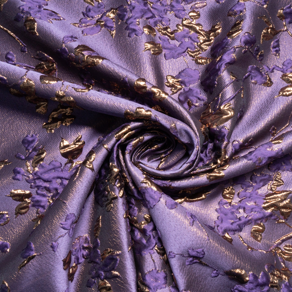 Purple & Bronze Metallic Floral Cloqué