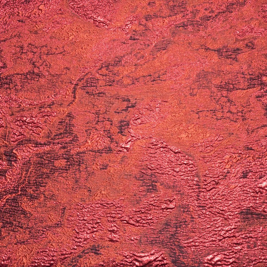 Deep Cherry Red Metallic Cloqué