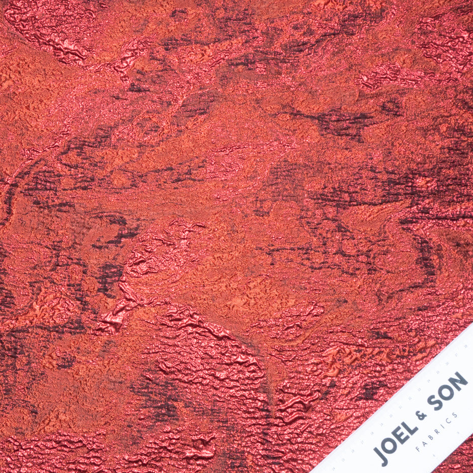 Deep Cherry Red Metallic Cloqué