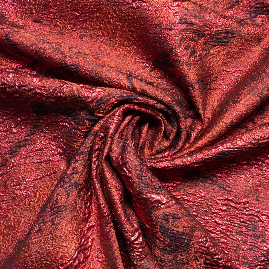 Deep Cherry Red Metallic Cloqué