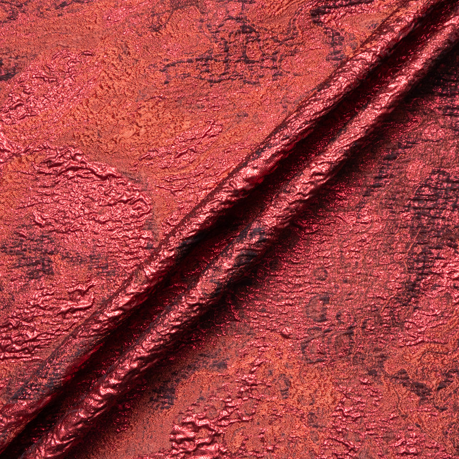 Deep Cherry Red Metallic Cloqué