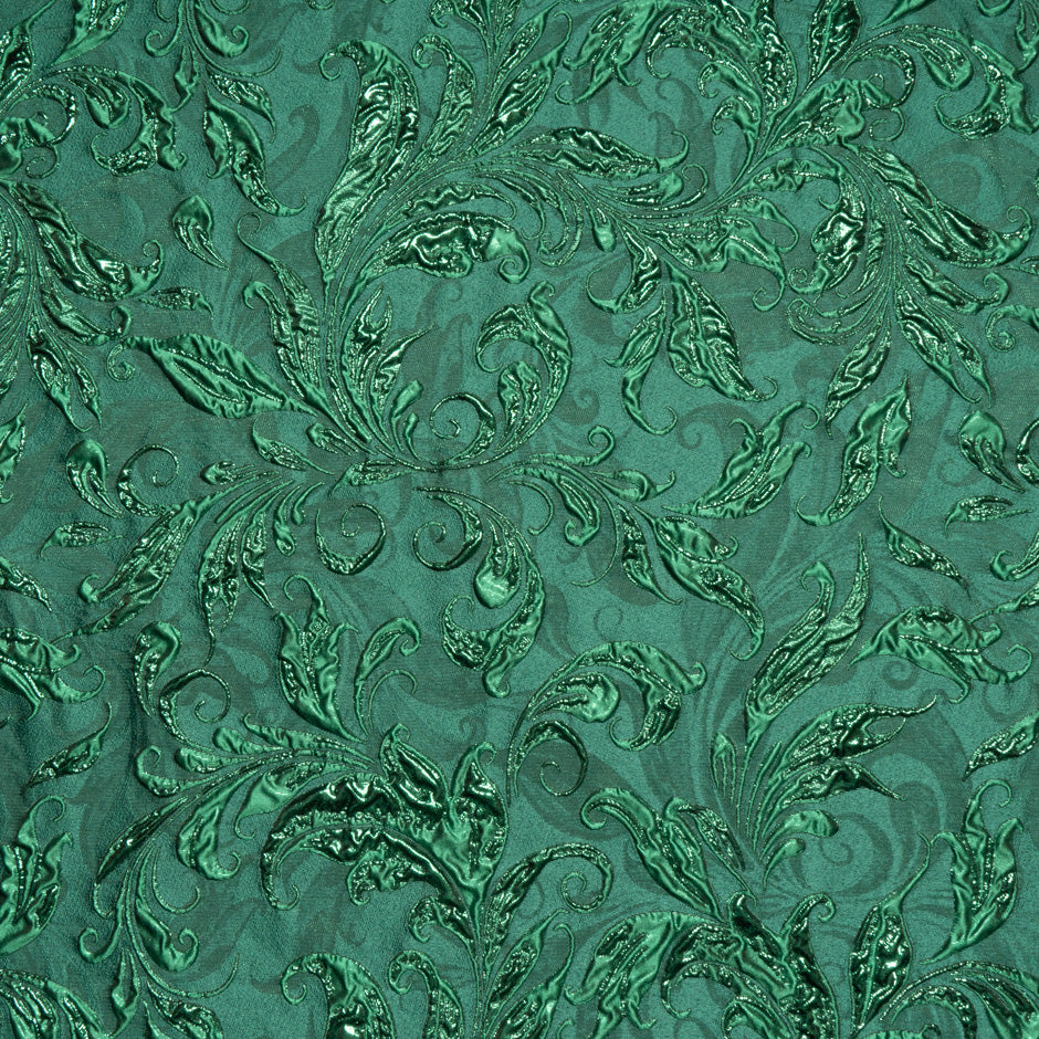 Emerald Green Metallic Patterned Cloqué