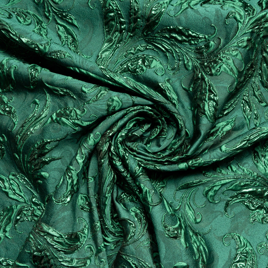 Emerald Green Metallic Patterned Cloqué