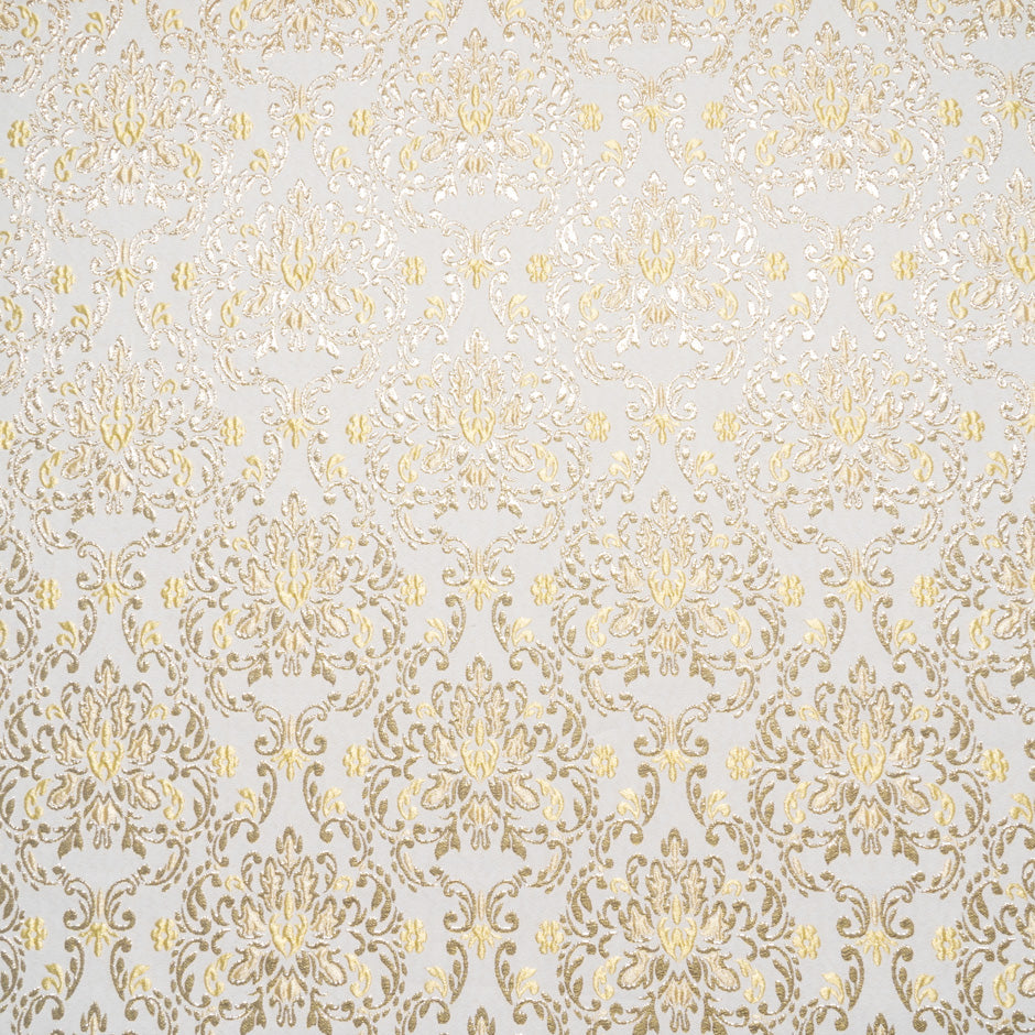 Yellow & Gold Metallic Beige Cloqué