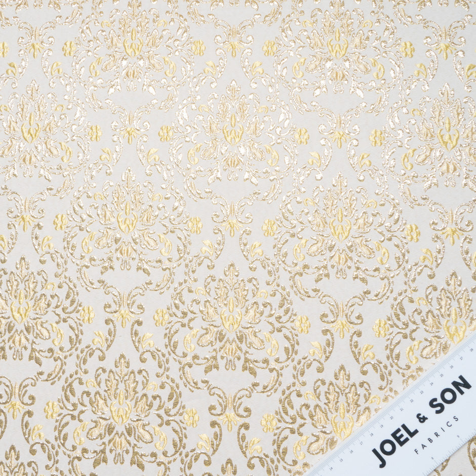 Yellow & Gold Metallic Beige Cloqué