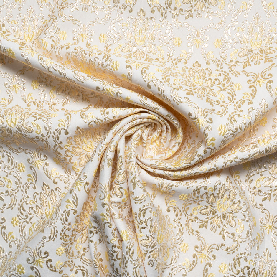 Yellow & Gold Metallic Beige Cloqué