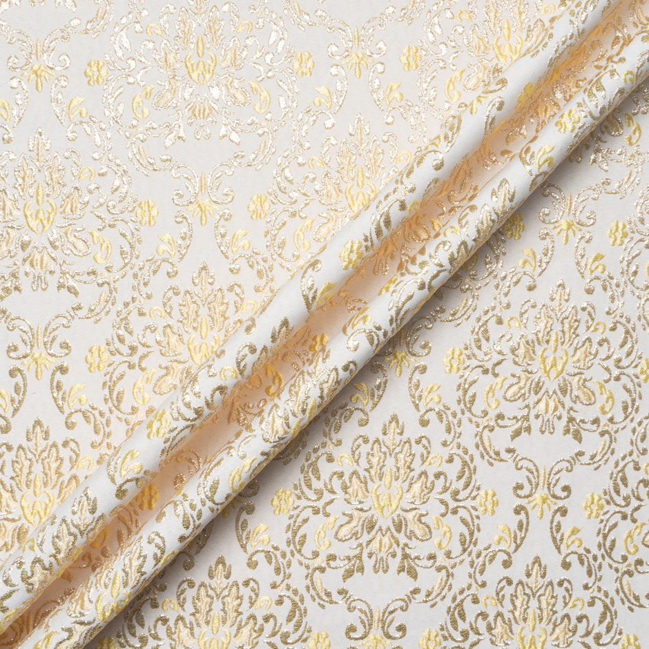 Yellow & Gold Metallic Beige Cloqué