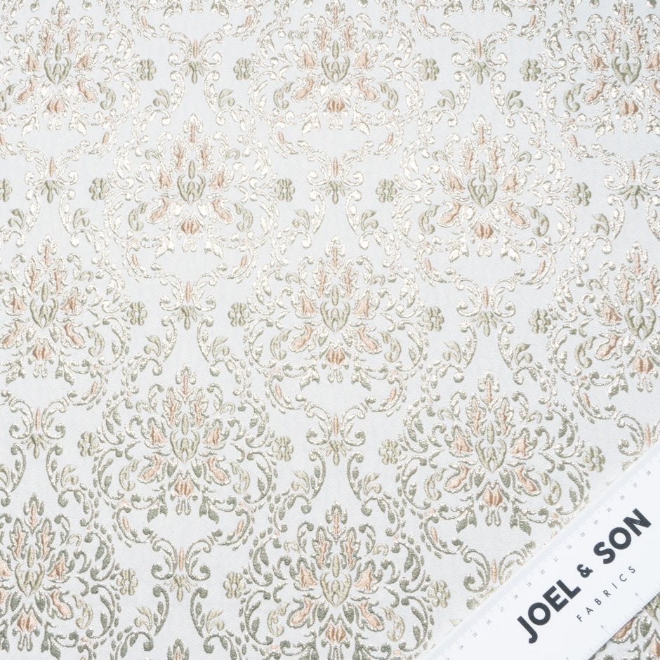 Peach & Gold Metallic Beige Cloqué