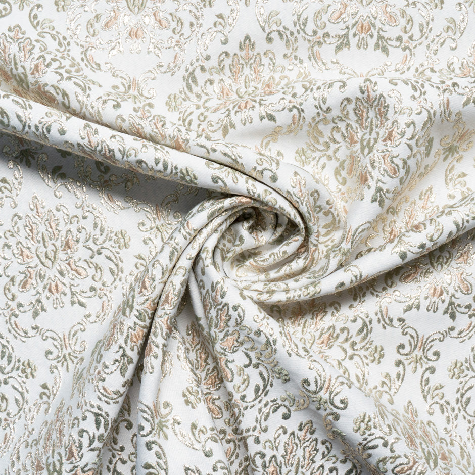 Peach & Gold Metallic Beige Cloqué