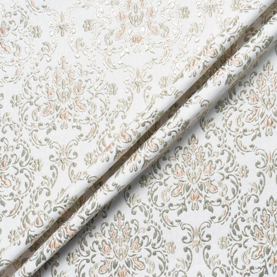 Peach & Gold Metallic Beige Cloqué