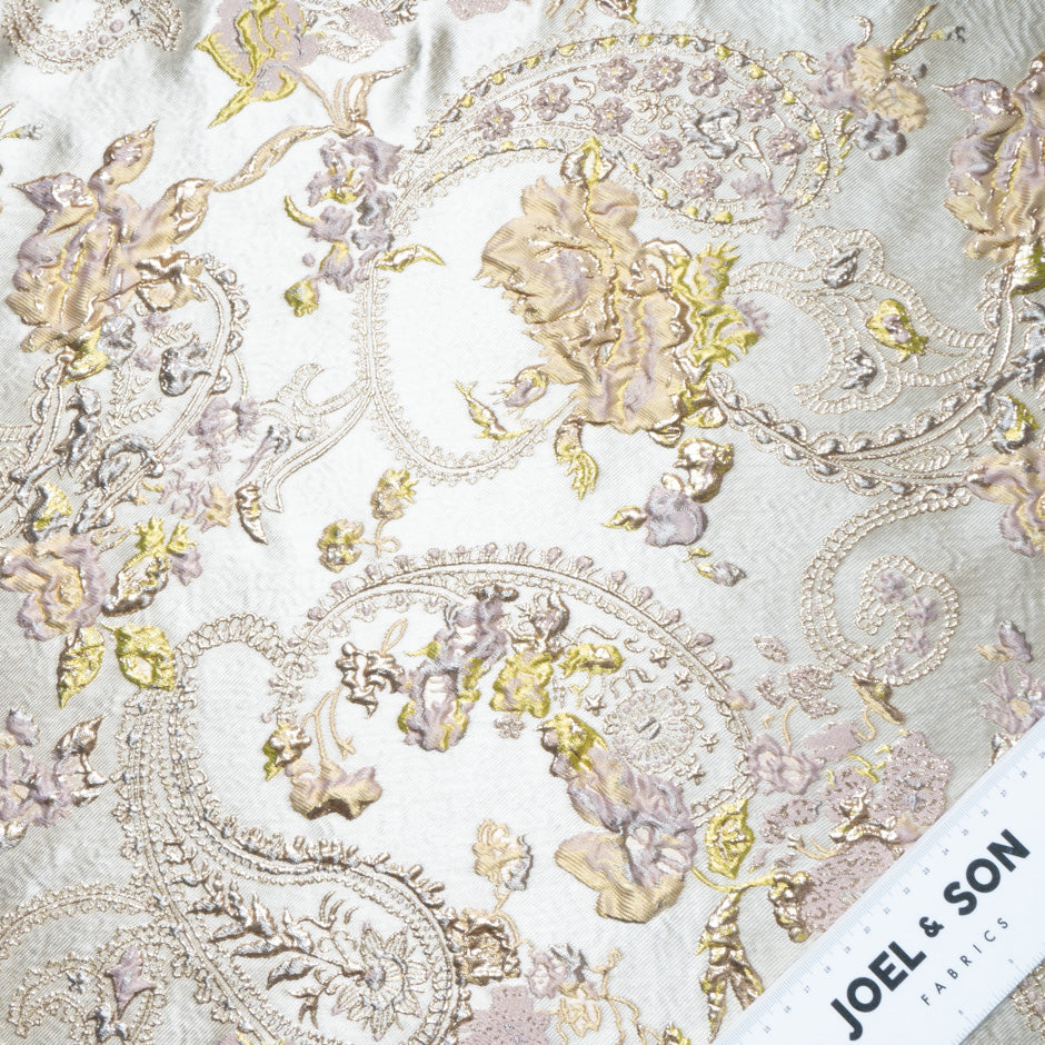 Patterned Muted Gold Metallic Cloqué
