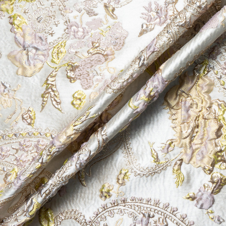 Patterned Muted Gold Metallic Cloqué