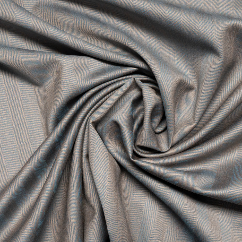 Beige/Blue Herringbone Trofeo Pure Wool Suiting