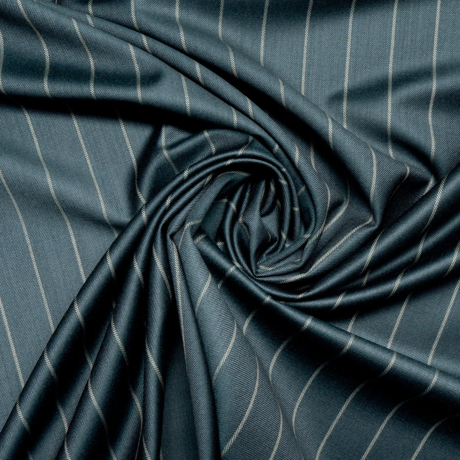 Dark Army Green Striped Trofeo Pure Wool Suiting