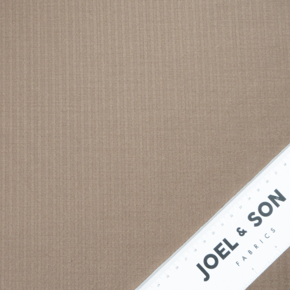 Rich Beige Herringbone Trofeo Pure Wool Suiting