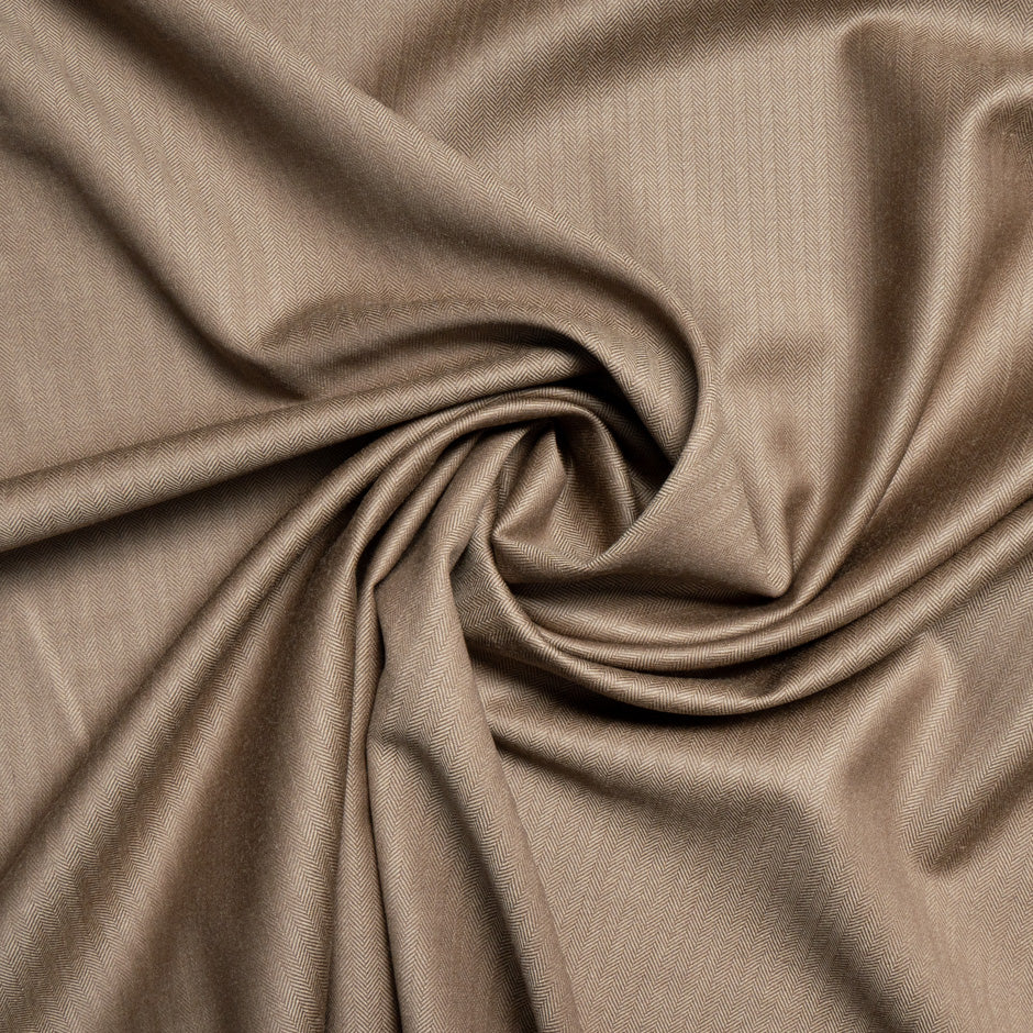 Rich Beige Herringbone Trofeo Pure Wool Suiting