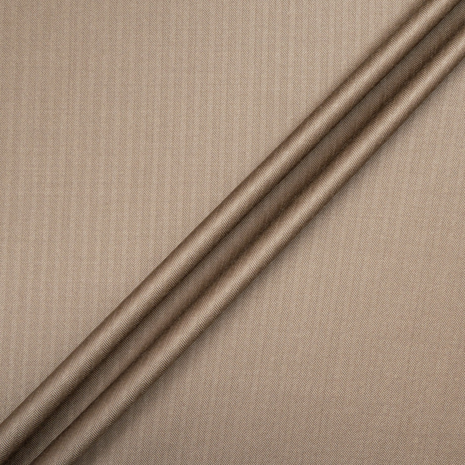 Rich Beige Herringbone Trofeo Pure Wool Suiting