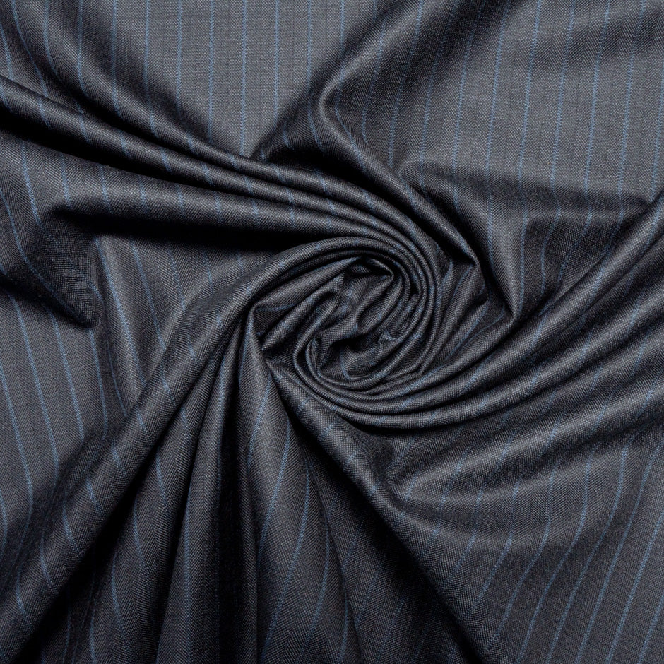 Blue Striped Grey Pure Wool 15 MilMil