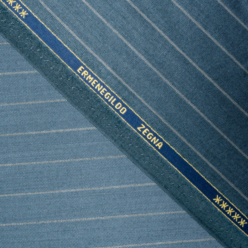 Teal Green Striped Trofeo Pure Wool Suiting