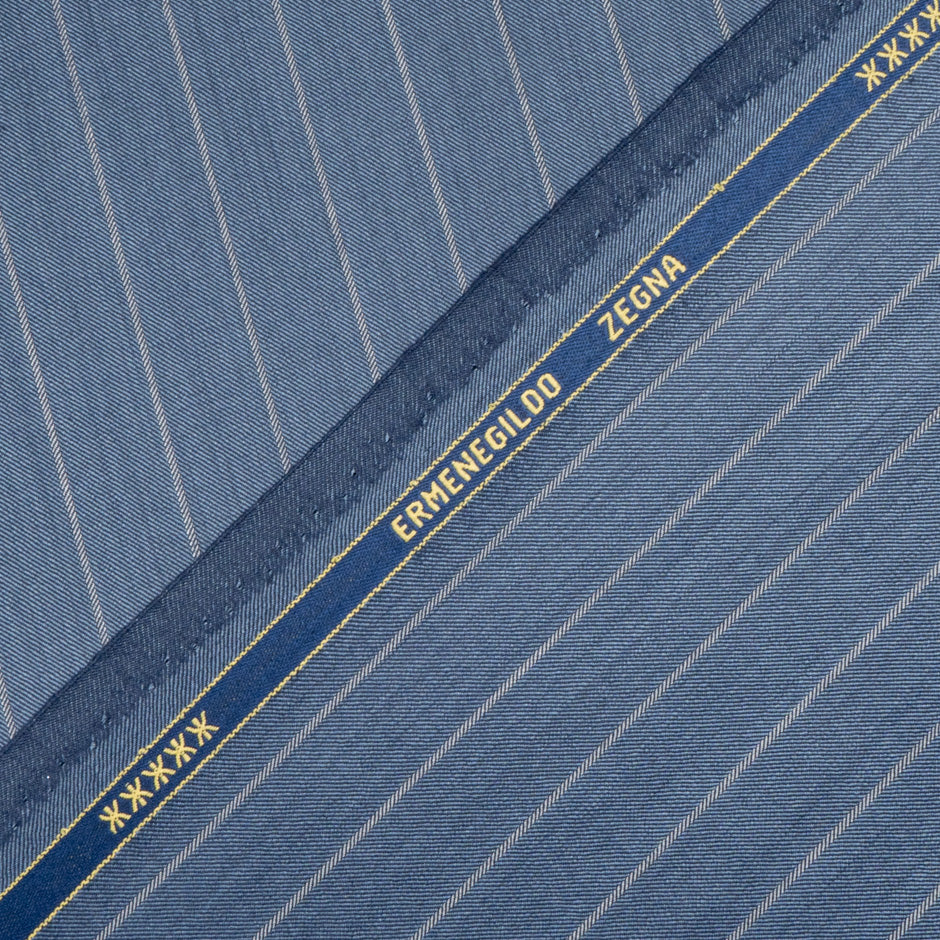 Slate Blue Striped Trofeo Pure Wool Suiting