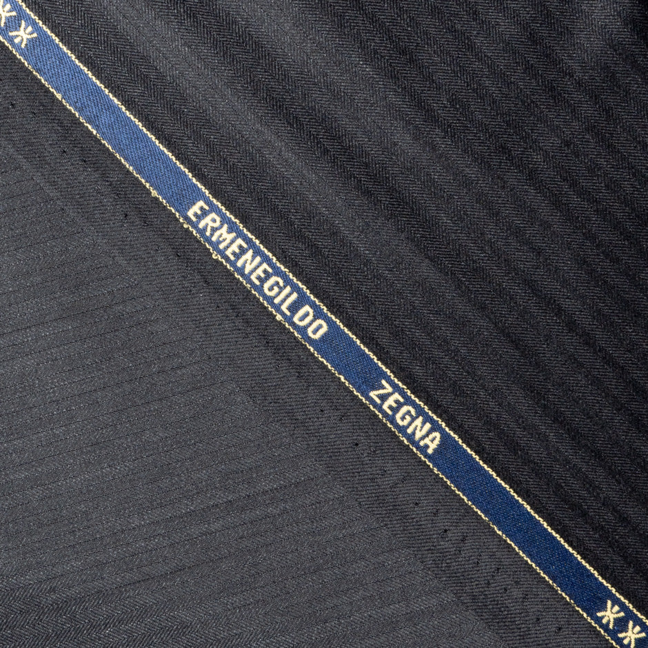 Dark Grey Herringbone Trofeo Pure Wool Suiting