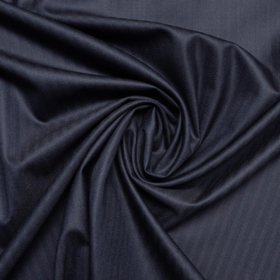 Midnight Blue Herringbone Pure Wool 15 MilMil