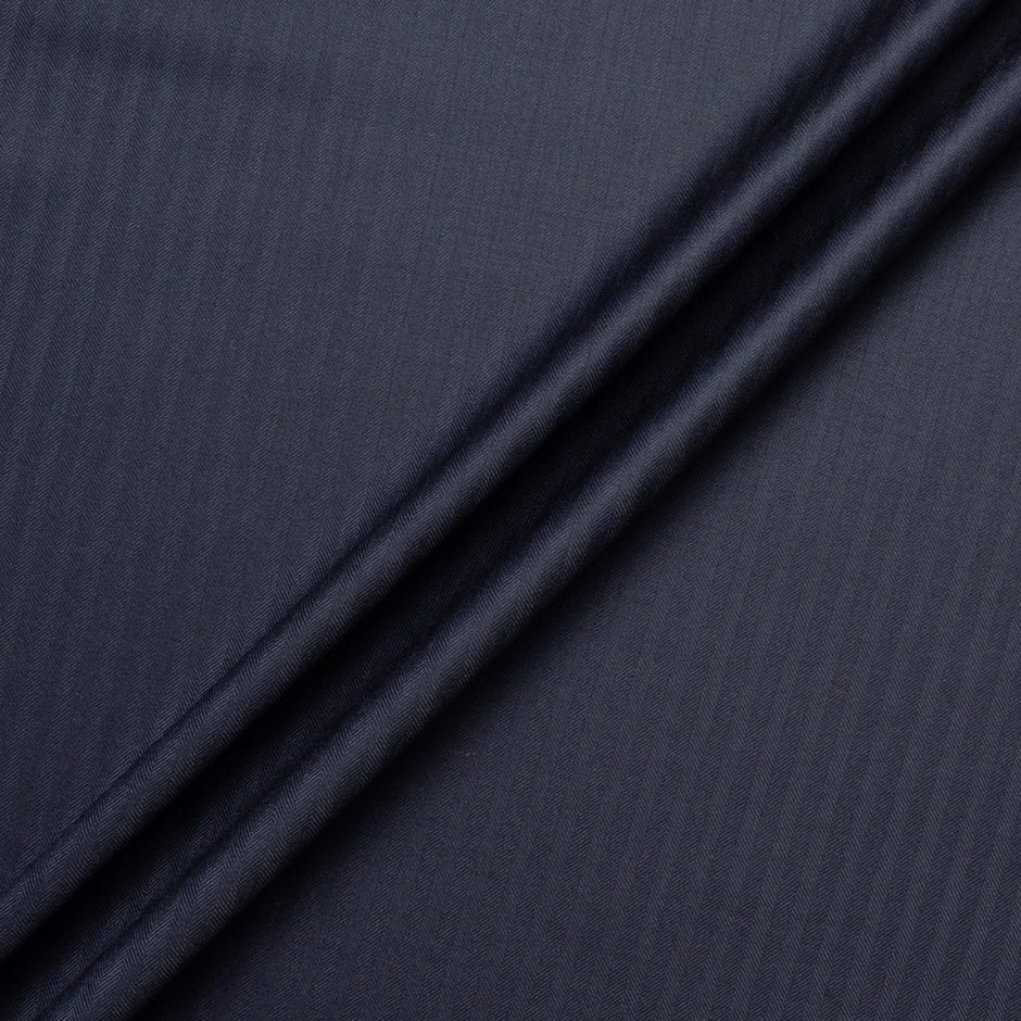 Midnight Blue Herringbone Pure Wool 15 MilMil