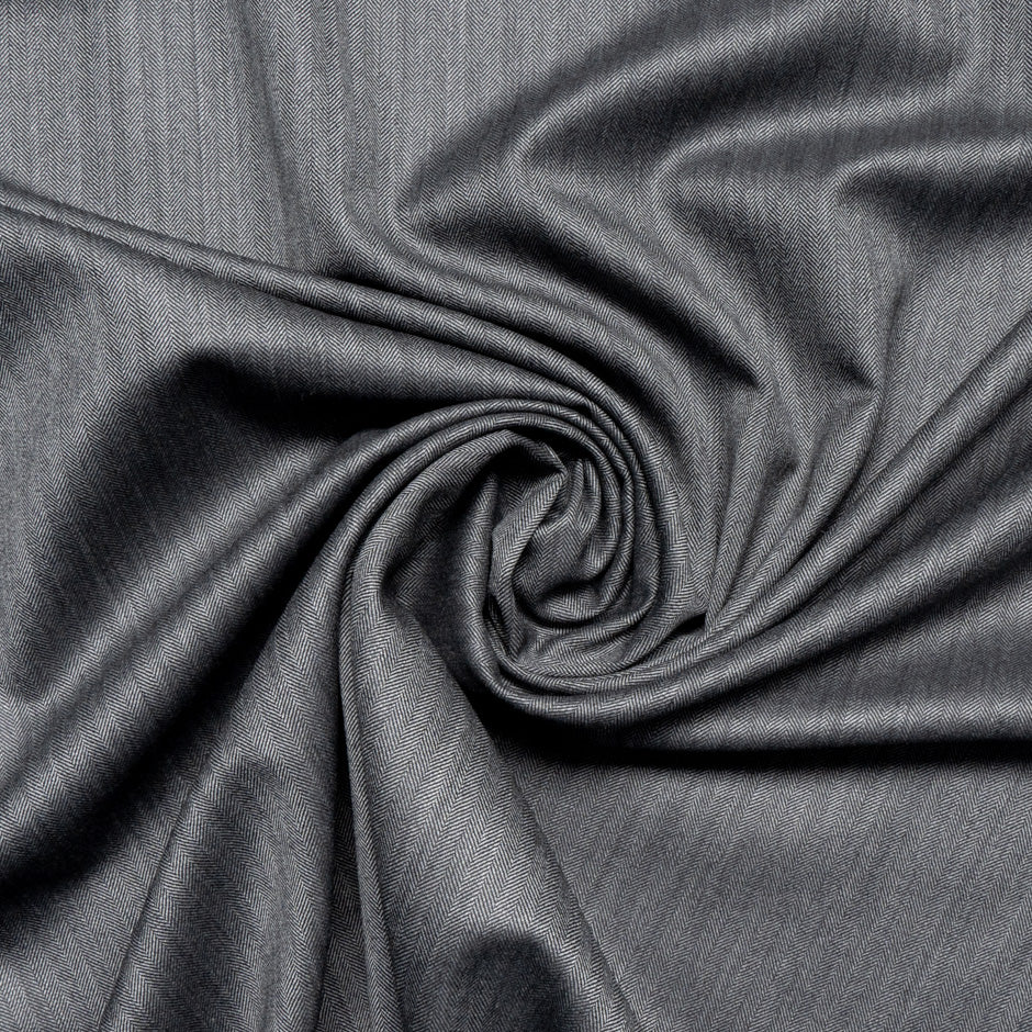Mid Grey Herringbone Pure Wool 15 MilMil