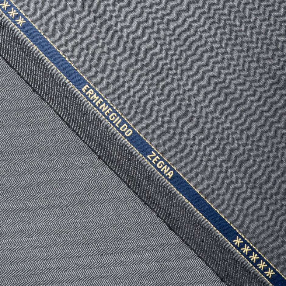 Mid Grey Herringbone Pure Wool 15 MilMil