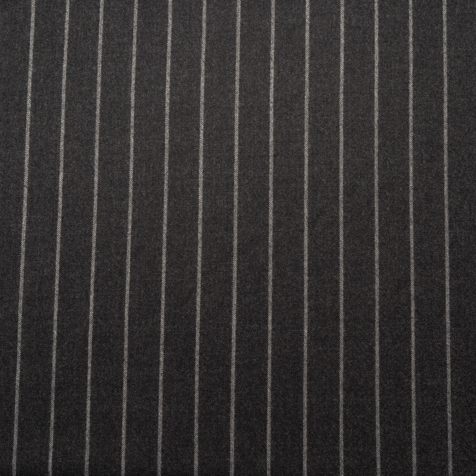 Dark Grey Pinstriped Wool Blend Suiting