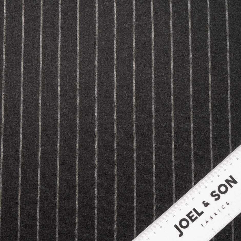 Dark Grey Pinstriped Wool Blend Suiting