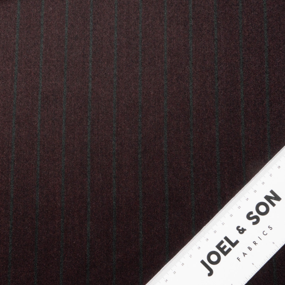 Grey Pinstriped Dark Bordeaux Wool Blend Suiting