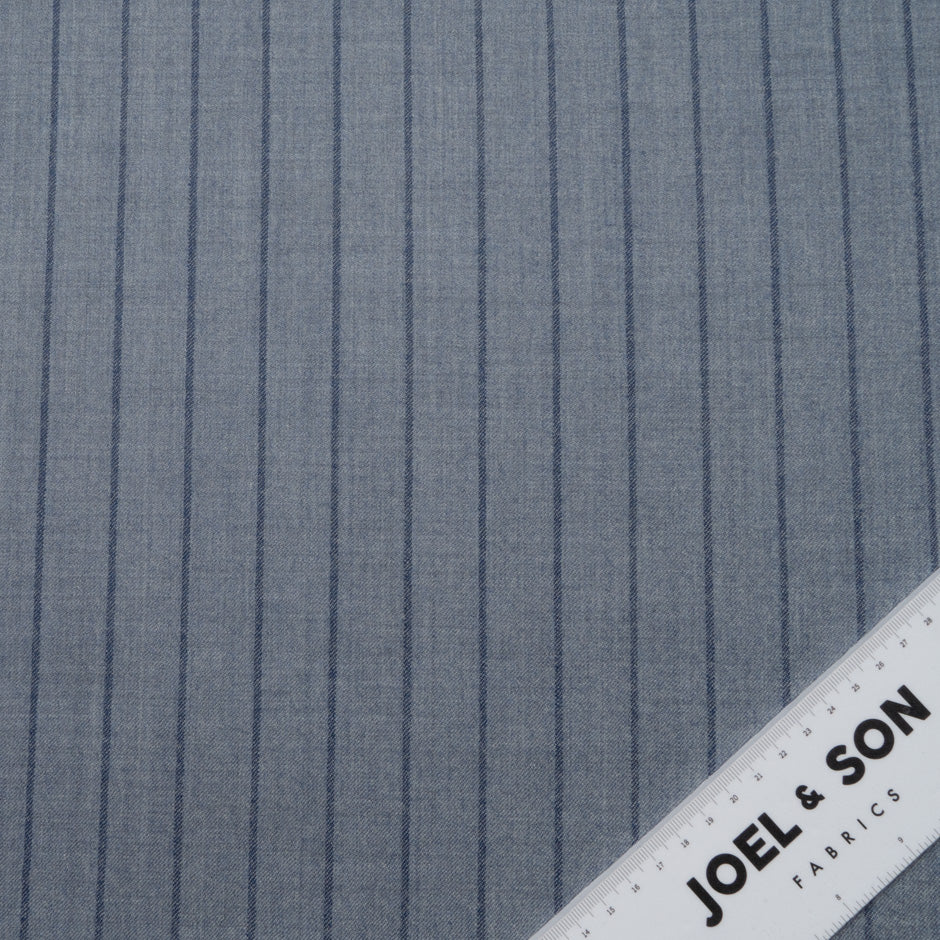Pinstriped Soft Grey Wool Blend Suiting