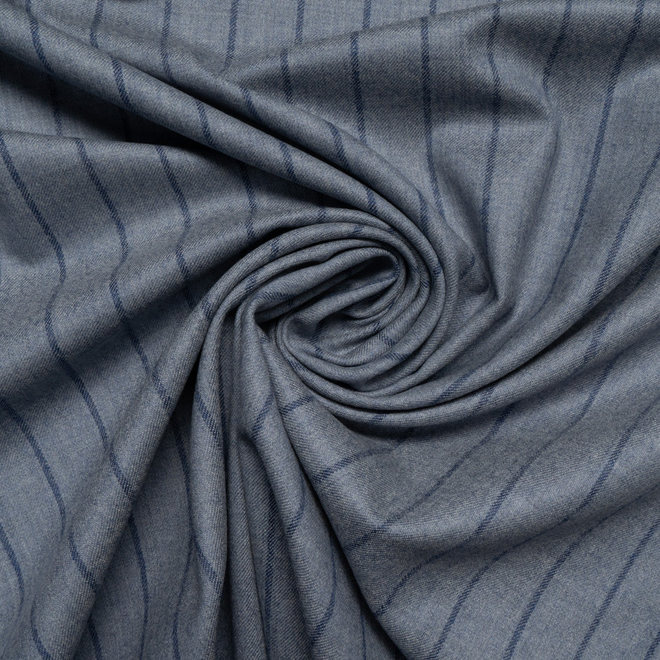 Pinstriped Soft Grey Wool Blend Suiting