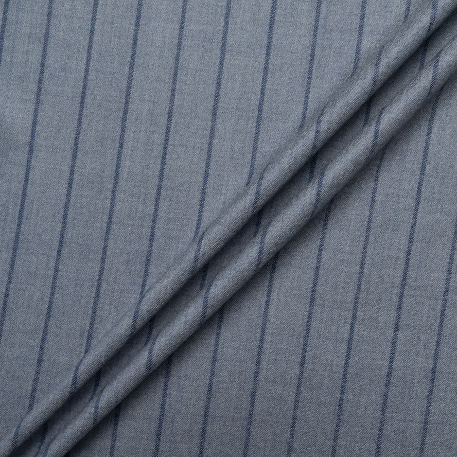 Pinstriped Soft Grey Wool Blend Suiting
