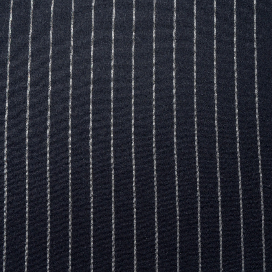 Midnight Blue Pinstriped Wool Blend Suiting