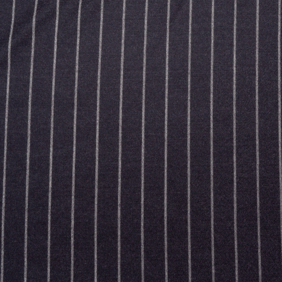 Dark Purple Pinstriped Wool Blend Suiting