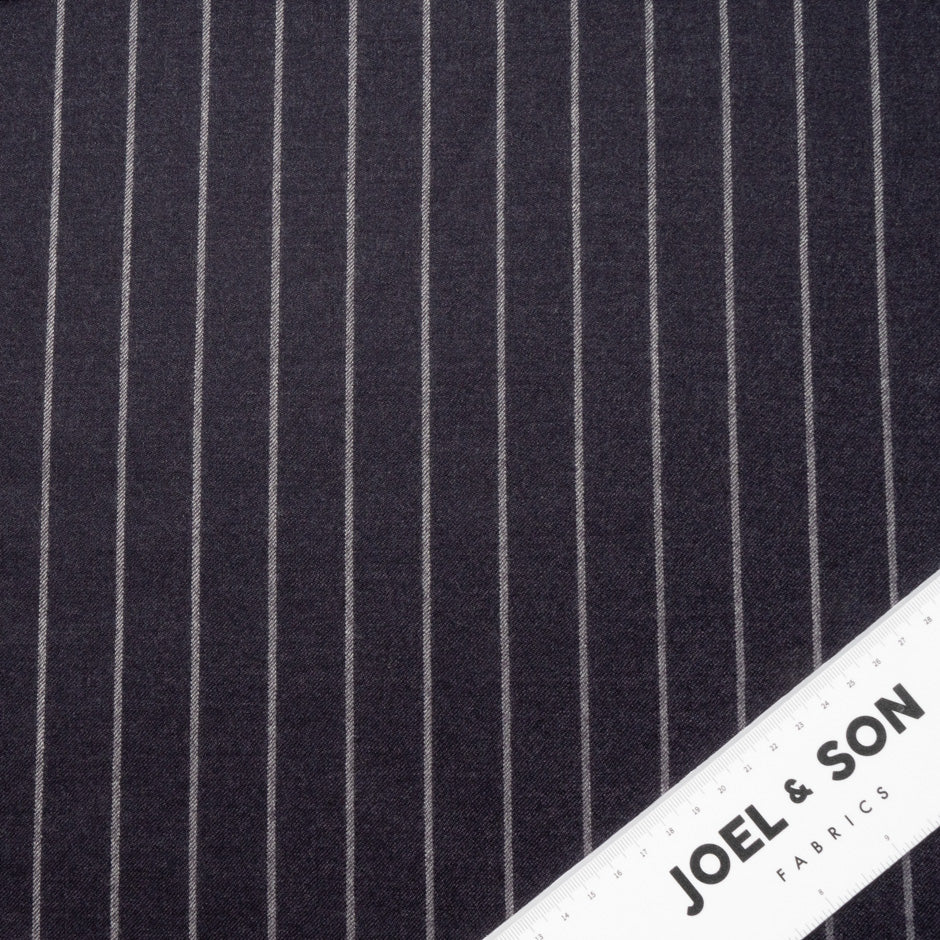 Dark Purple Pinstriped Wool Blend Suiting