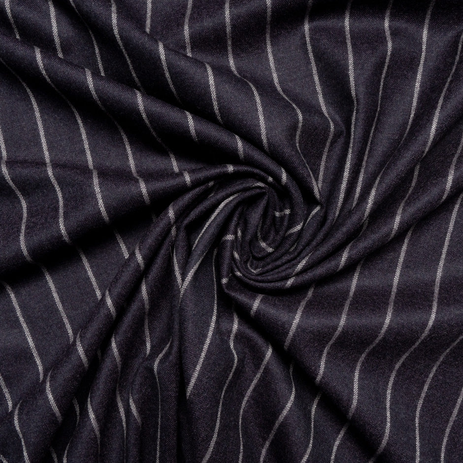 Dark Purple Pinstriped Wool Blend Suiting
