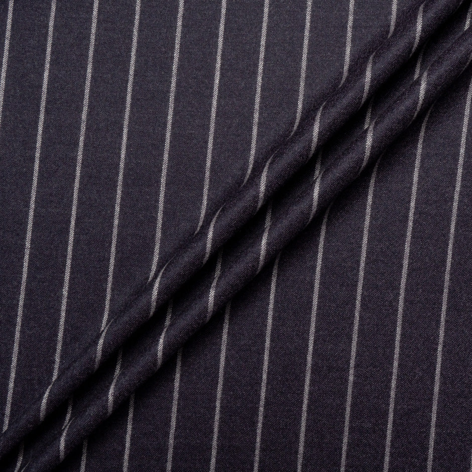 Dark Purple Pinstriped Wool Blend Suiting