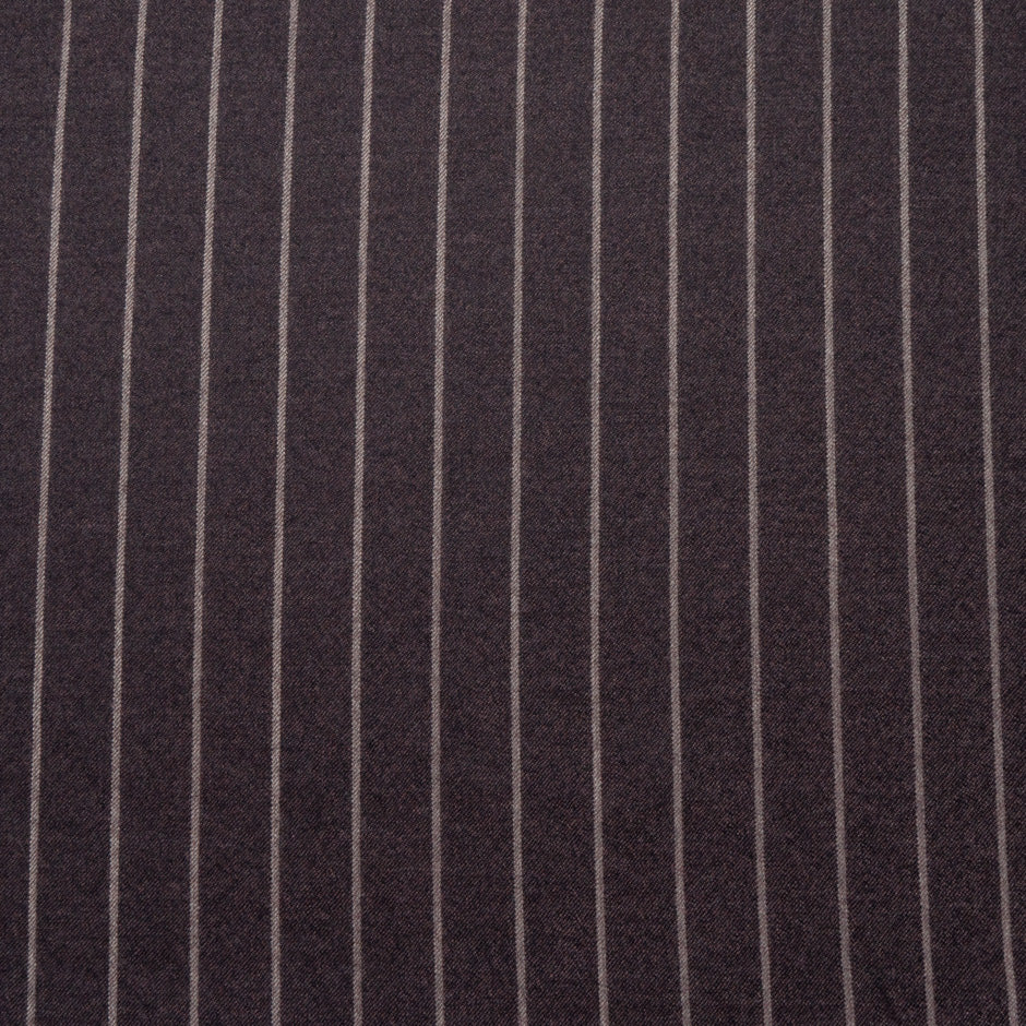 Brown Pinstriped Wool Blend Suiting