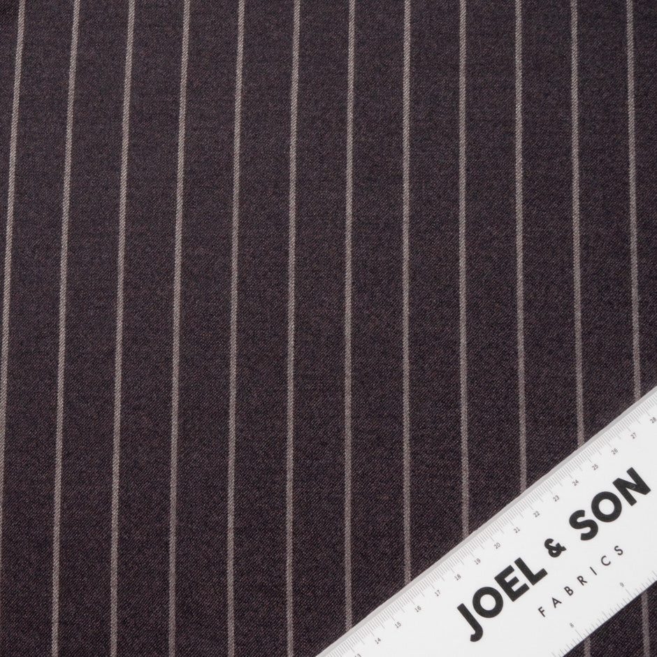 Brown Pinstriped Wool Blend Suiting