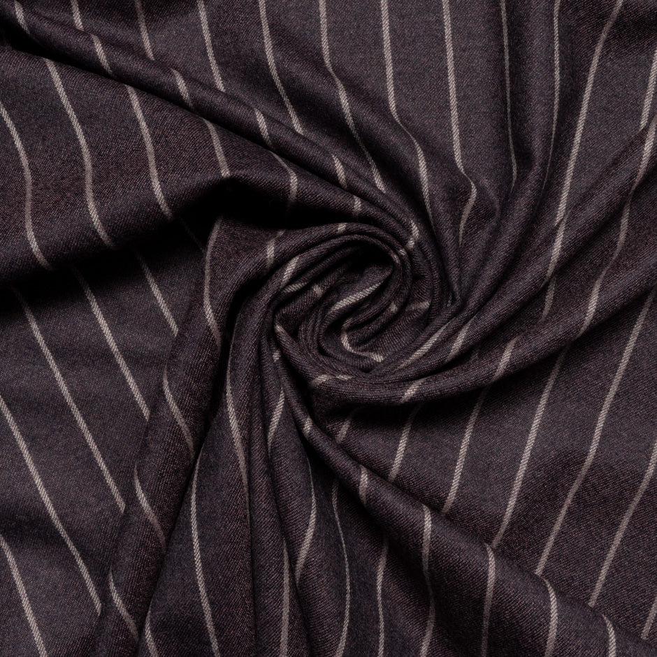 Brown Pinstriped Wool Blend Suiting