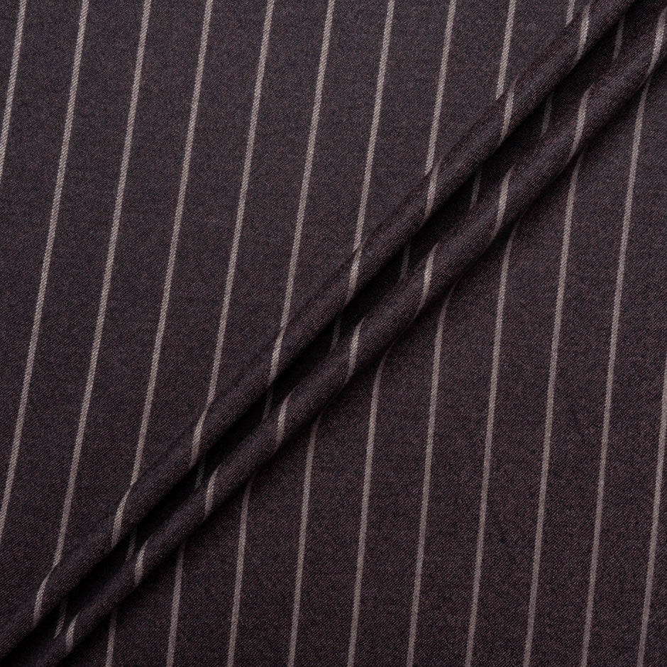 Brown Pinstriped Wool Blend Suiting
