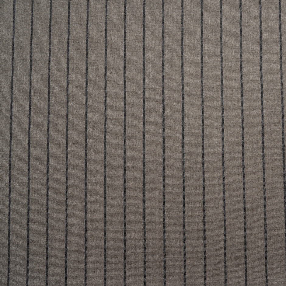 Beige Pinstriped Wool Blend Suiting