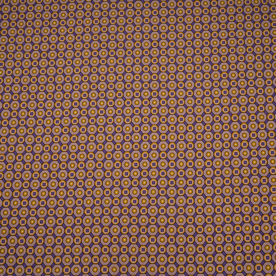 Orange & Purple Geometric Wool & Silk Blend