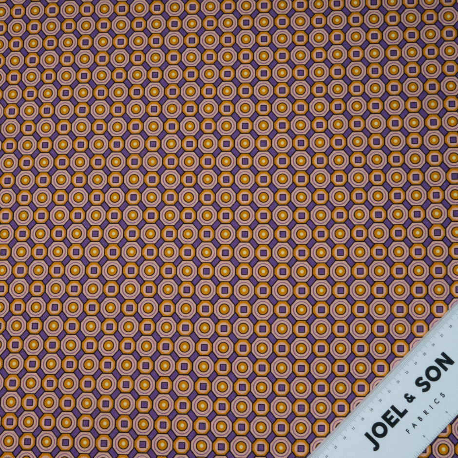 Orange & Purple Geometric Wool & Silk Blend
