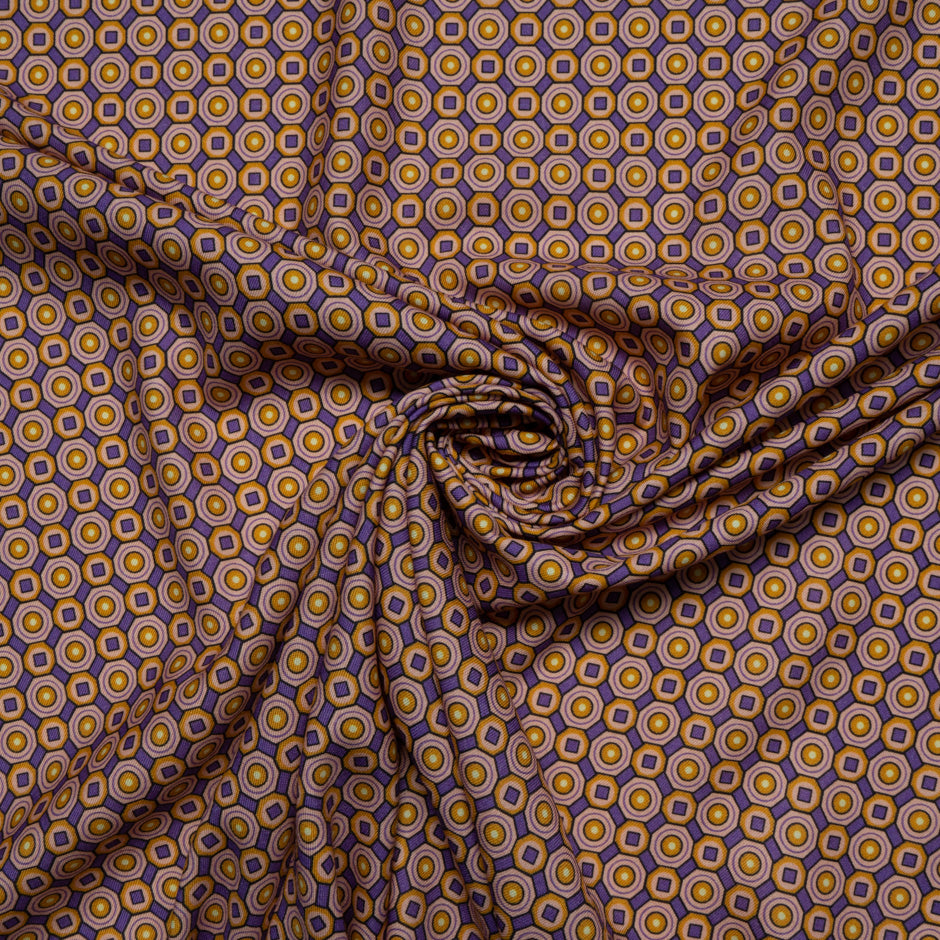 Orange & Purple Geometric Wool & Silk Blend