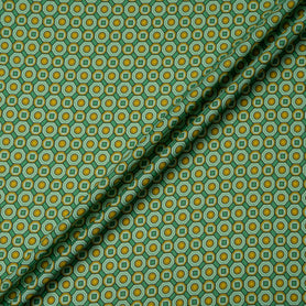 Yellow & Green Geometric Wool & Silk Blend