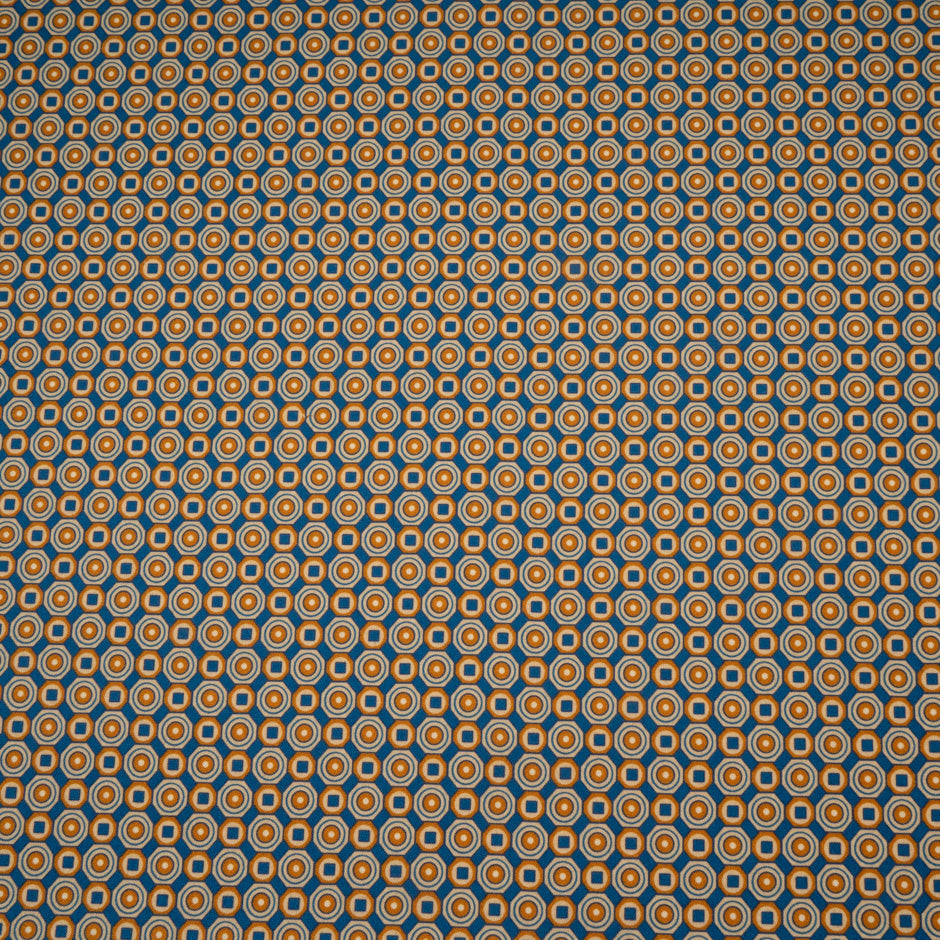 Orange & Blue Geometric Wool & Silk Blend